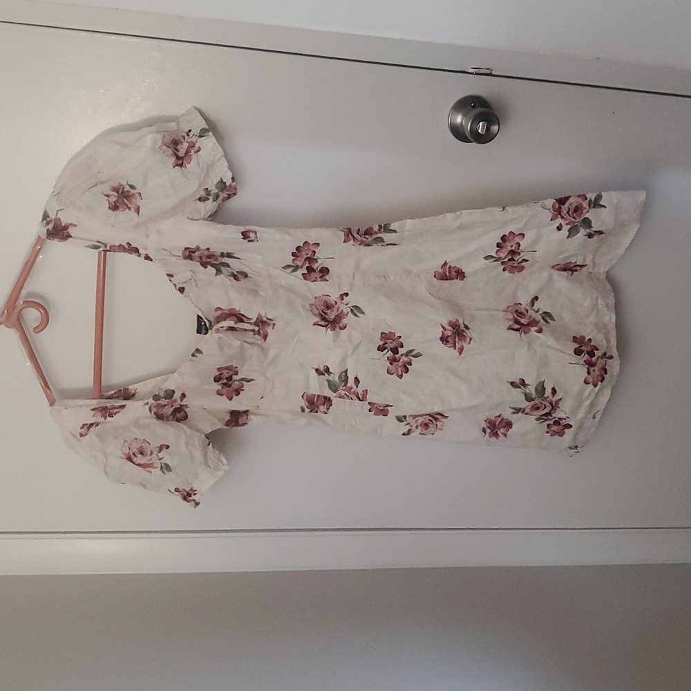 Sequin Hearts White and Pink Floral Mini Dress